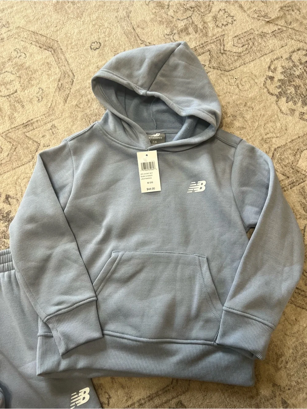 New Balance Blue Kids' Fleece Hoodie & Sweatshorts Set
